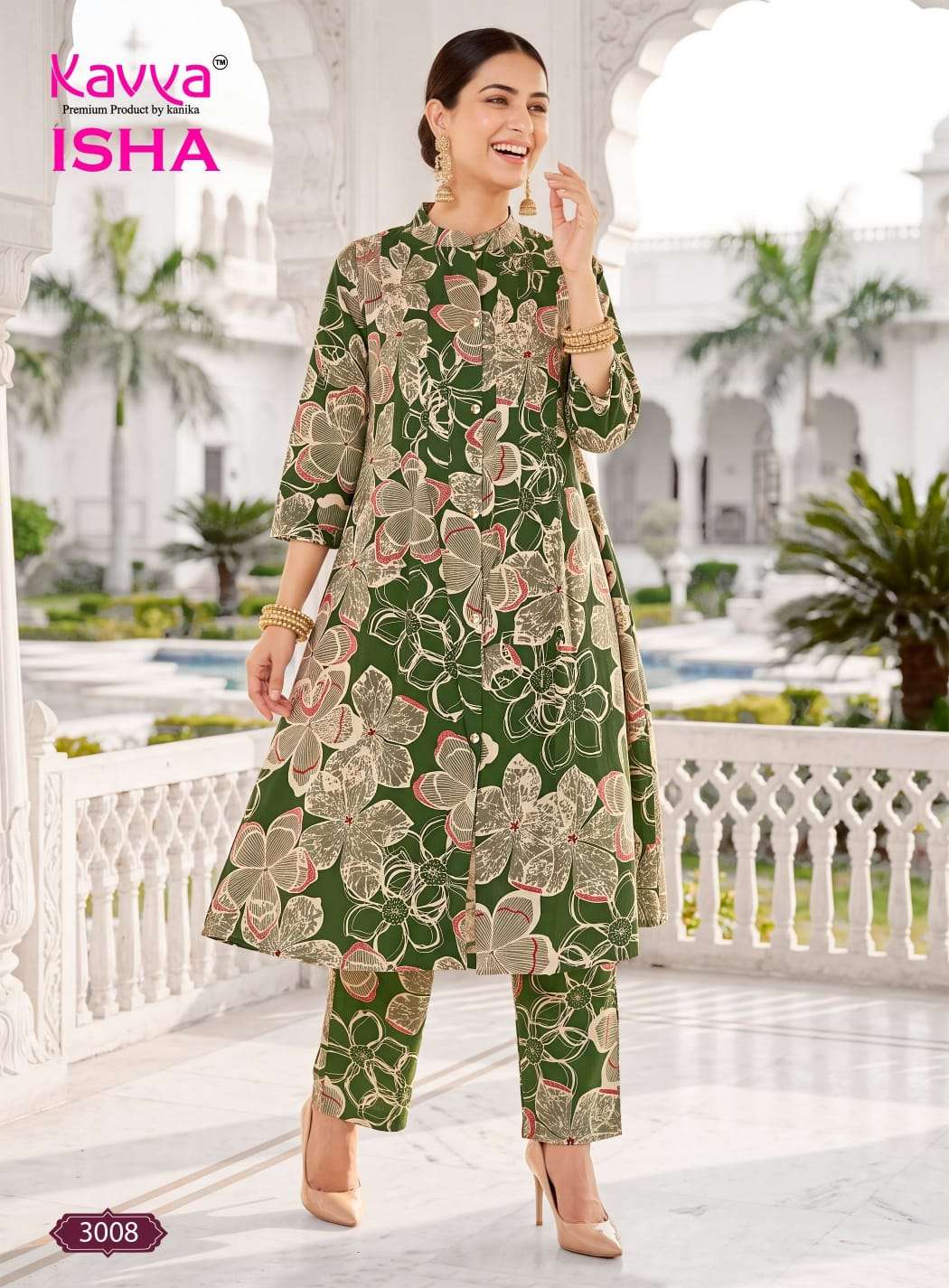 KAVYA ISHA VOL 3 TOP STITCHED PLEATS & CHINESE COLLAR AND POCKET CORD SET DAILY ROUTINE